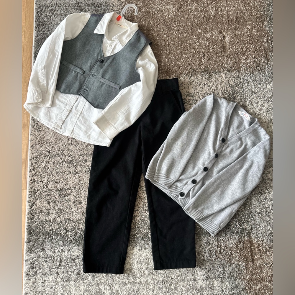 George Kids Four Piece Set in White, Gray & Black